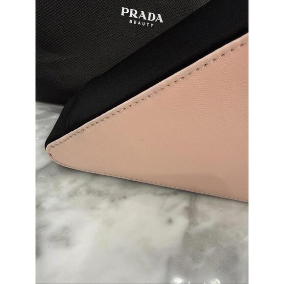 Prada Triangle Clutch Cosmetic Beauty Bag Pouch Pink & Black - Picture 4 of 6